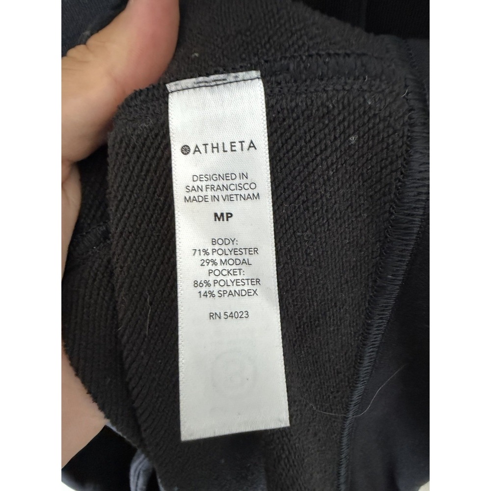 Athleta Women's Medium Petite MP Black 1/4 Zip Pullover Tunic Sweatshirt - Picture 6 of 8